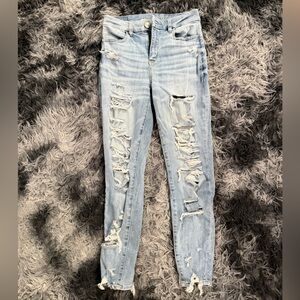 American Eagle Outfitters Ripped Light Blue Skinny Jeans